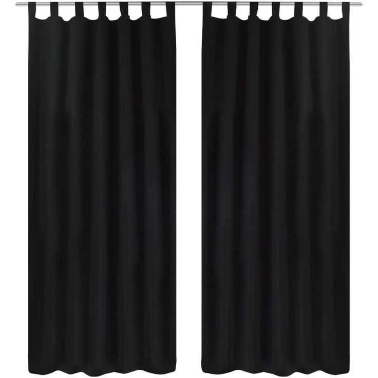 Mustat mikro-satiini verhot lenkeillä 2kpl 140 x 225 cm_1