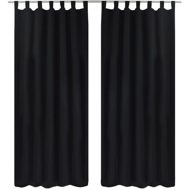 Mustat mikro-satiini verhot lenkeillä 2kpl 140 x 245 cm_1