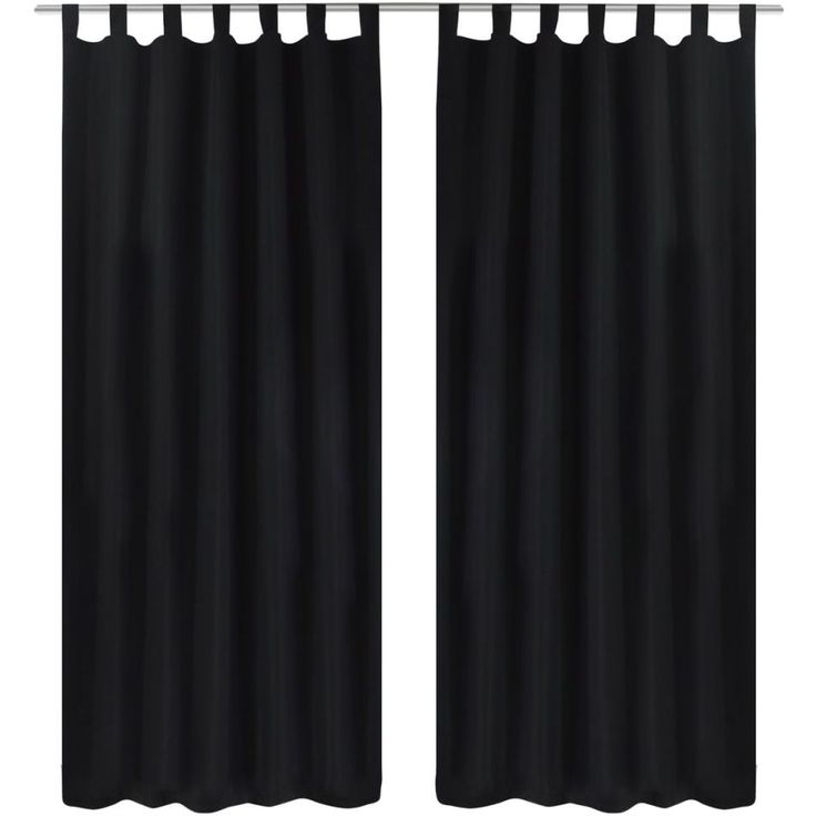 Mustat mikro-satiini verhot lenkeillä 2kpl 140 x 245 cm_1