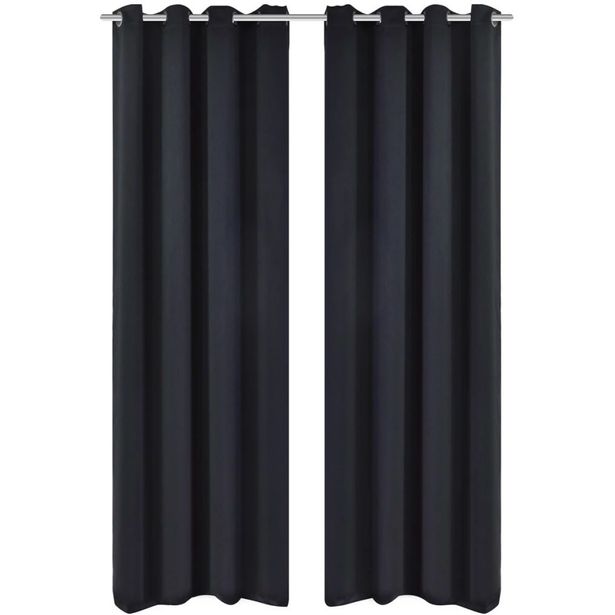 Mustat pimennysverhot metallirenkailla 2 kpl 135 x 245 cm_1
