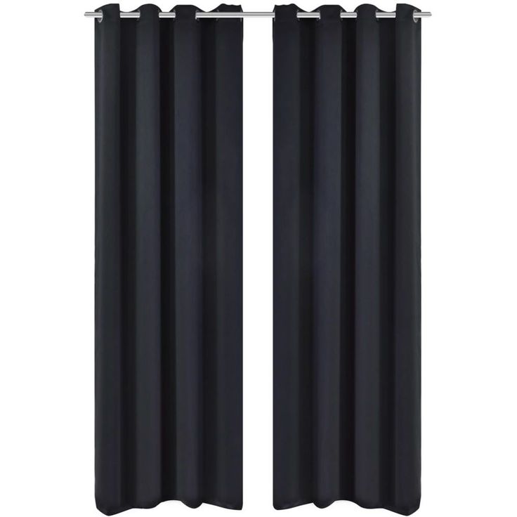 Mustat pimennysverhot metallirenkailla 2 kpl 135 x 245 cm_1
