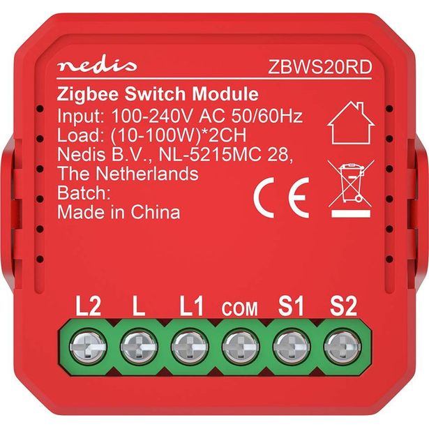 Virtakytkin Nedis ZBWS20RD SmartLife ZigBee 3.0