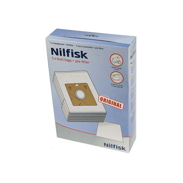 Pölypussit Nilfisk One- ja Coupé Neo pölynimureille 5kpl + moottorin suodatin