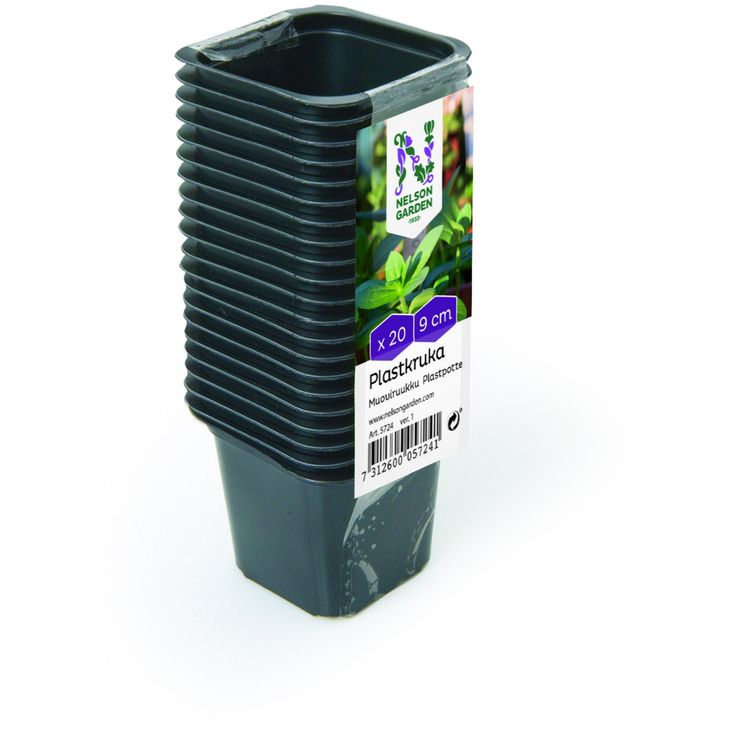 Kukkaruukku Nelson Garden, musta, muovi, 9cm, 20kpl