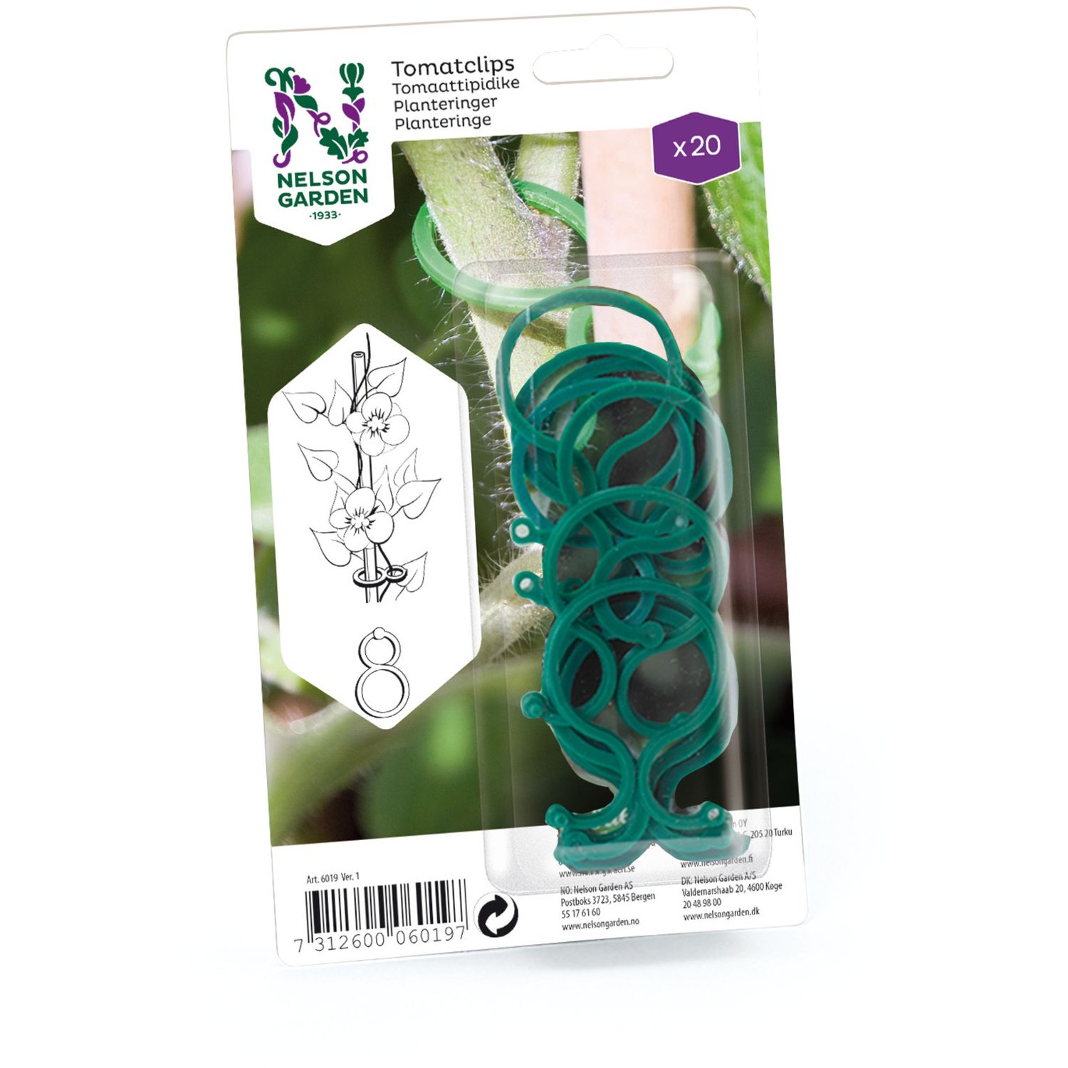 Tomaattipidike Nelson Garden, 6cm, 20kpl, muovi, vihreä