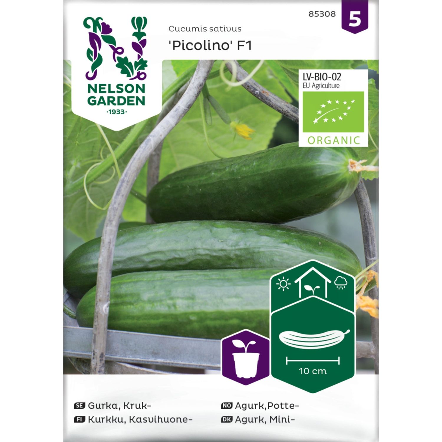 Kasvihuonekurkku Nelson Garden Picolino F1 Organic, siemenet