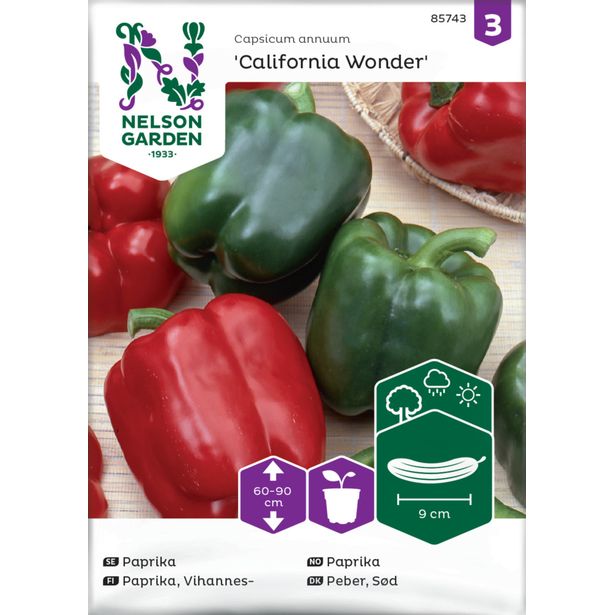 Vihannespaprika siemen Nelson Garden California Wonder
