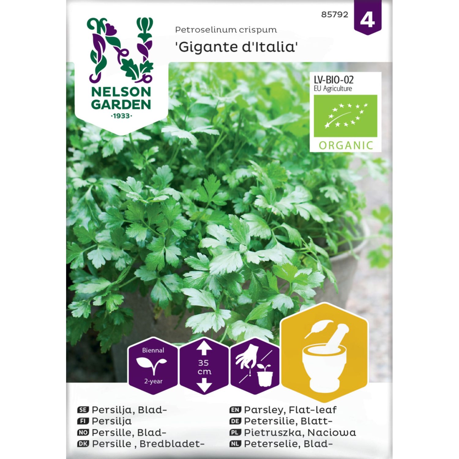 Persilja Nelson Garden Giga d'Italia Organic, sileälehtinen, siemenet