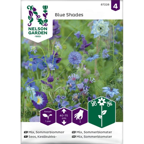Kesäkukkaseos siemen Nelson Garden, siniset kukat