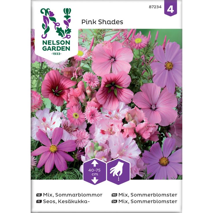 Kesäkukkaseos siemen Nelson Garden, roosan väriset kukat