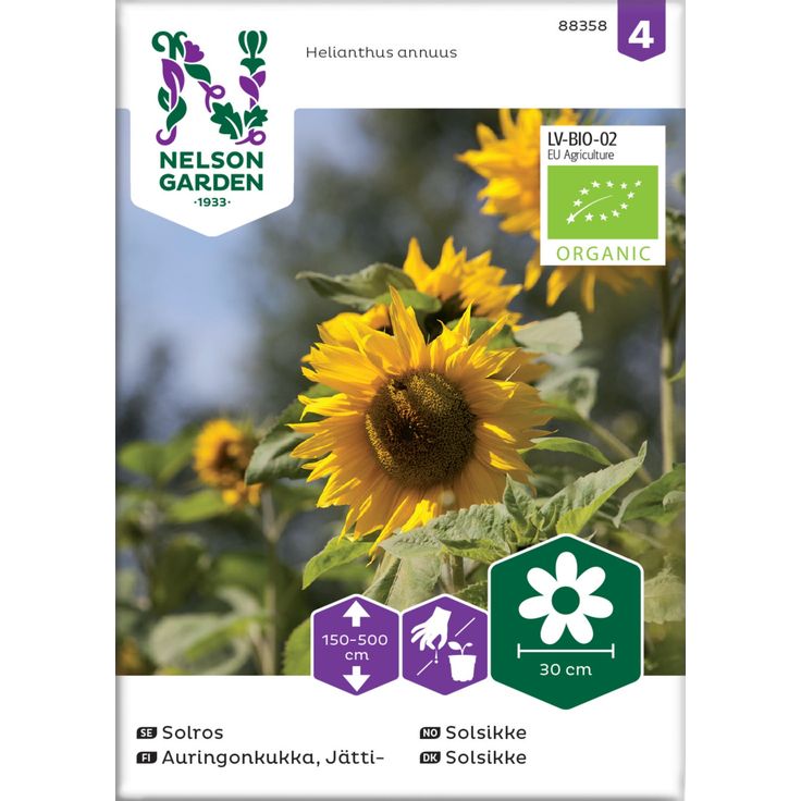 Jättiauringonkukka siemen Nelson Garden Organic