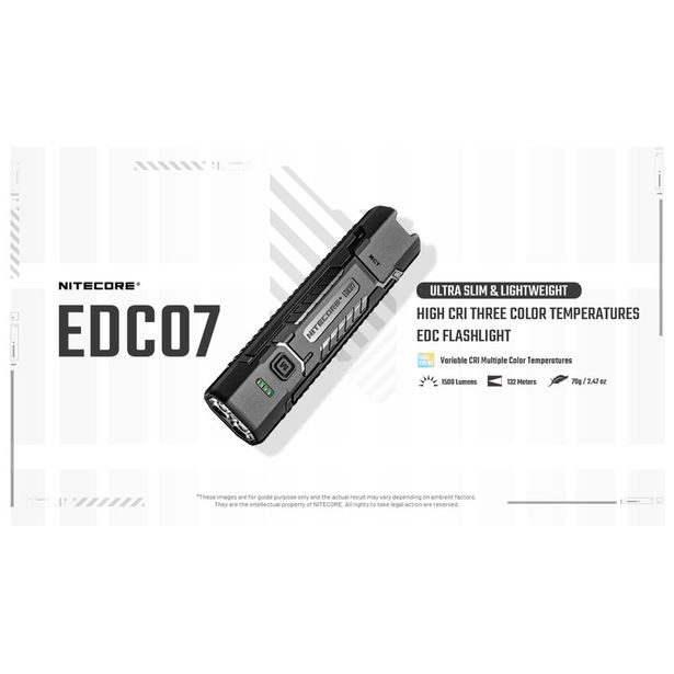 Taskulamppu Nitecore EDC07 1500lm USB-C ladattava