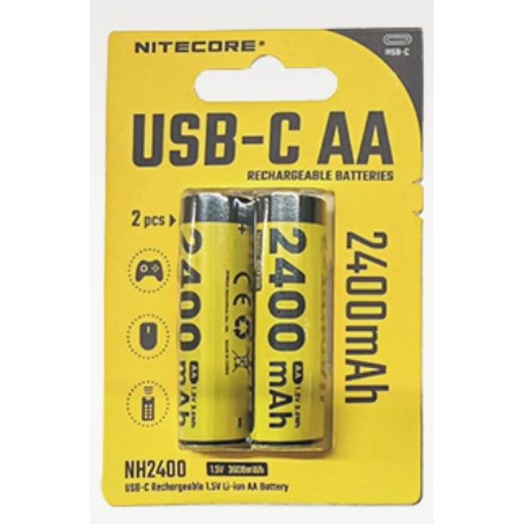 Ladattava AA-akku Nitecore NH2400 2400mAh USB-C 2kpl