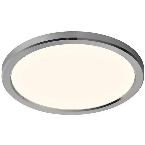 LED-plafondi Nordlux Oja, Ø294mm, IP54, 3000/4000K, kromi