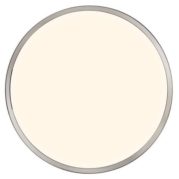 LED-plafondi Nordlux Oja, Ø424mm, 3000/4000K, harjattu nikkeli 