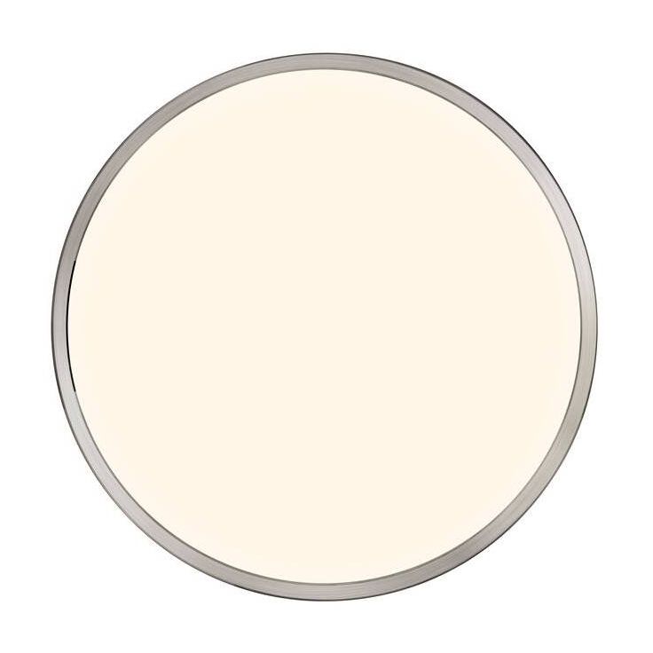 LED-plafondi Nordlux Oja, Ø424mm, 3000/4000K, harjattu nikkeli 