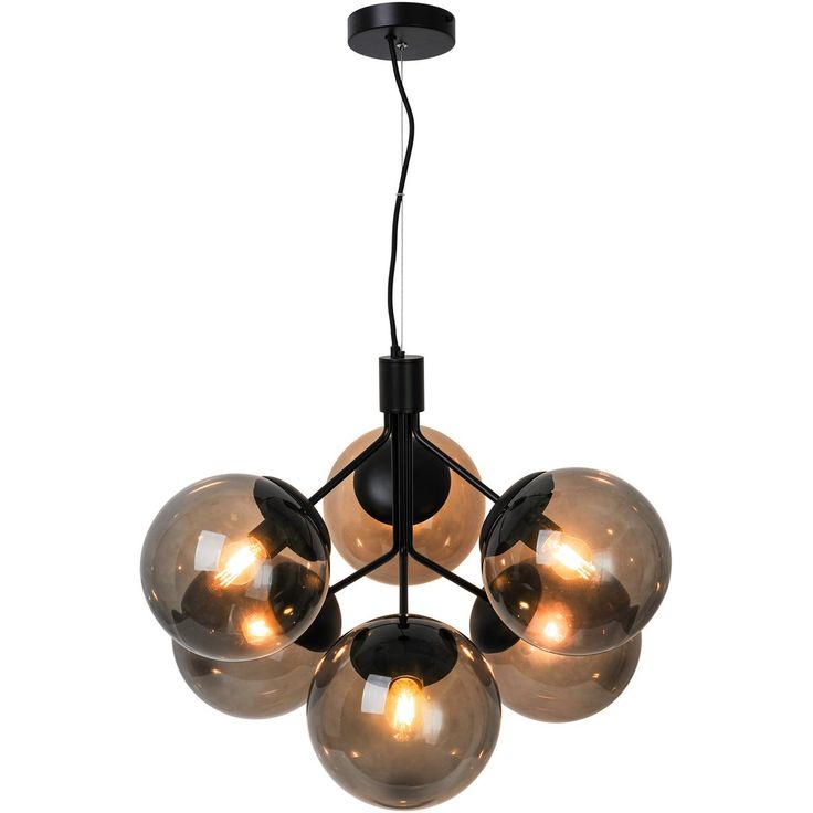 Riippuvalaisin Nordlux Ivona, 6-osainen, Ø620x445mm, musta/savunharmaa