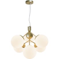 Riippuvalaisin Nordlux Ivona, 6-osainen, Ø620x445mm, messinki/opaalivalkoinen