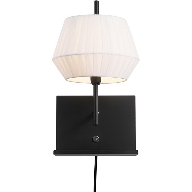 Seinävalaisin Nordlux Dicte, USB-latausportilla, valkoinen