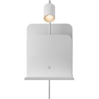 Seinävalaisin Nordlux Roomi, USB-latausporteilla, 282x248x165mm, valkoinen