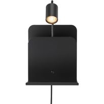 Seinävalaisin Nordlux Roomi, USB-latausporteilla, 282x248x165mm, musta