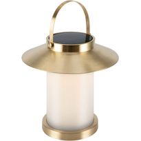 LED-aurinkokennovalaisin Nordlux Temple To Go 30, USB-ladattava, messinki