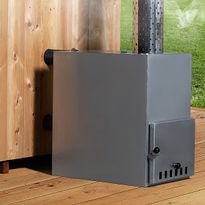 Kylpytynnyrin ulkopuolinen kamiina Baltresto, 35kW, ruostumaton teräs