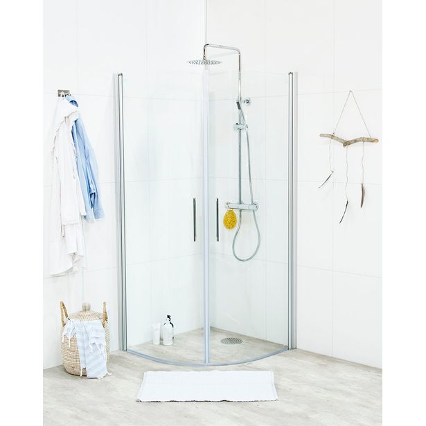Suihkunurkkaus Noro Fix Trend R 89, 800x900x1950 mm, mattahopea, kirkas lasi
