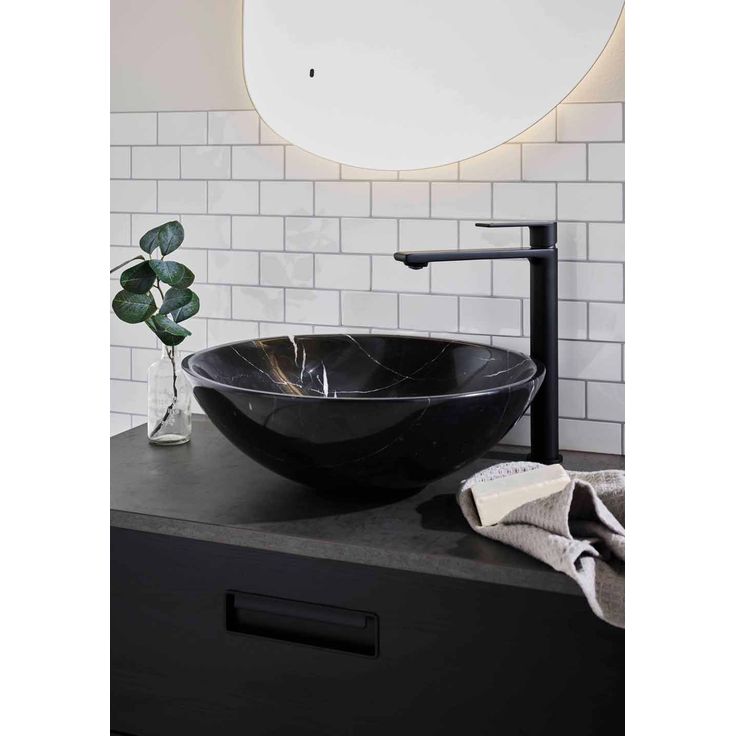 Malja-allas Noro Marble, 410 mm, musta
