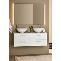 Kaksoisallaskaappi Noro Relounge, 1200x420mm, vaalea marmoritaso, valkoinen