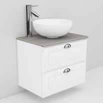 Allaskaappi ja Coast-allas Noro Flexline 13.3, 600mm, marmoritaso, valkoinen kehysovi