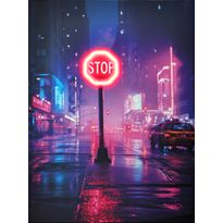 Käsintehty seinätaide Nordih Led Urban Stop Light, 120x80cm, LED-valoilla