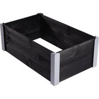 Istutuslaatikko, maalattua puuta, musta, metallikulmilla 33 x 93 x 53 HORTUS