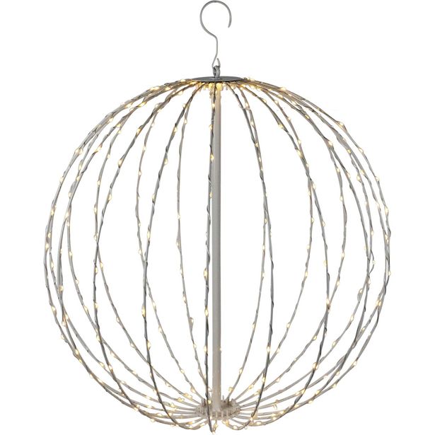Metallipallo Nordic Winter, valkoinen, LED-valoilla, 320 lediä, 50cm, 230V