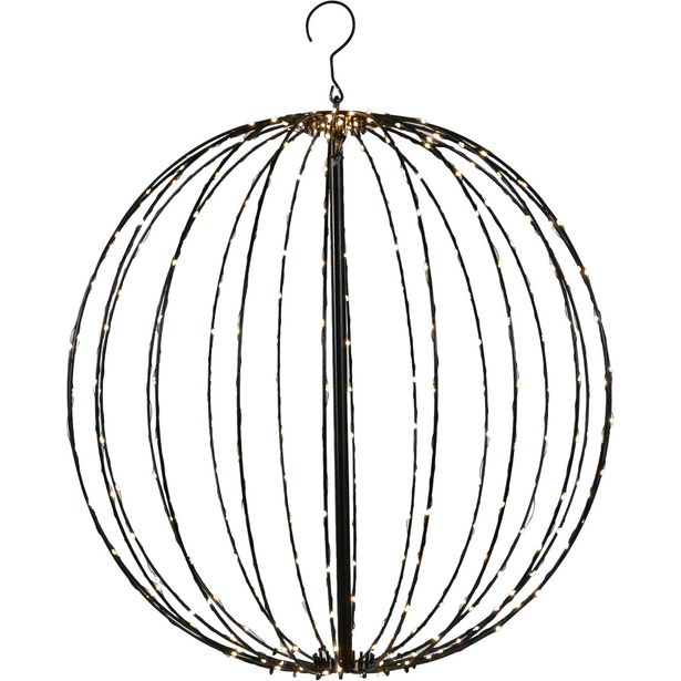 Metallipallo Nordic Winter, musta, LED-valoilla, 320 lediä, 50cm, 230V