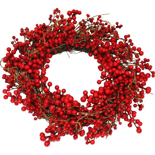 Kranssi Nordic Winter, 60 cm, punaisilla marjoilla