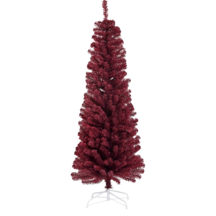Joulukuusi Nordic Winter, Bling, kapea PVC, luokka C, 180x68cm, tummanpunainen