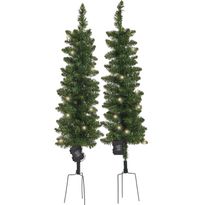 Joulukuusisetti ulos, 2 kpl valoilla, maapiikillä, NORDIC WINTER