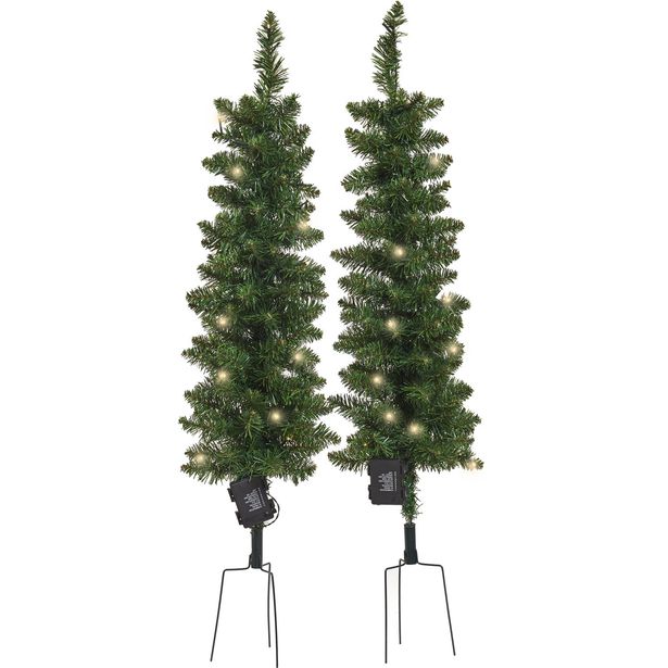 Joulukuusisetti ulos, 2 kpl valoilla, maapiikillä, NORDIC WINTER