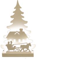 Joulusiluetti Nordic Winter reki, 3D, LED-valot, paristokäyttöinen