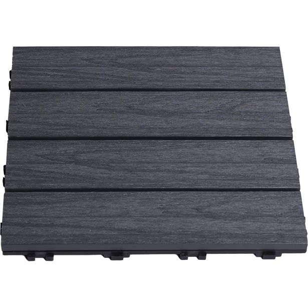 Terassilaatta Hortus, komposiittia 30 x 30 cm 4 kpl, antrasiitinharmaa 