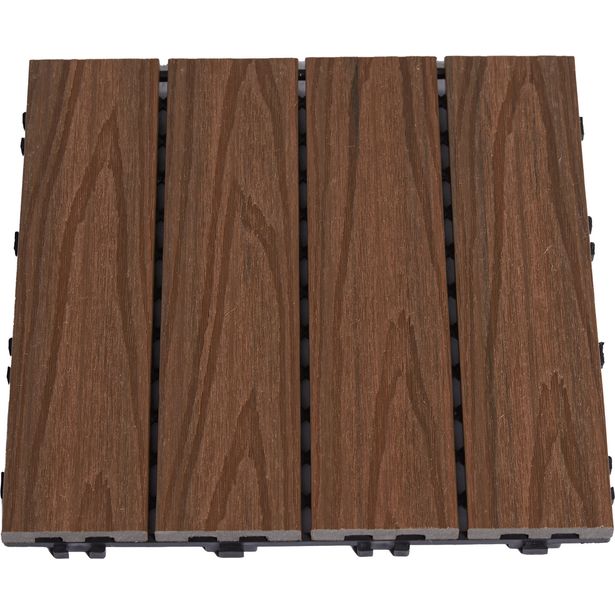 Terassilaatta Hortus, komposiittia 30 x 30 cm 4 kpl, tiikinvärinen