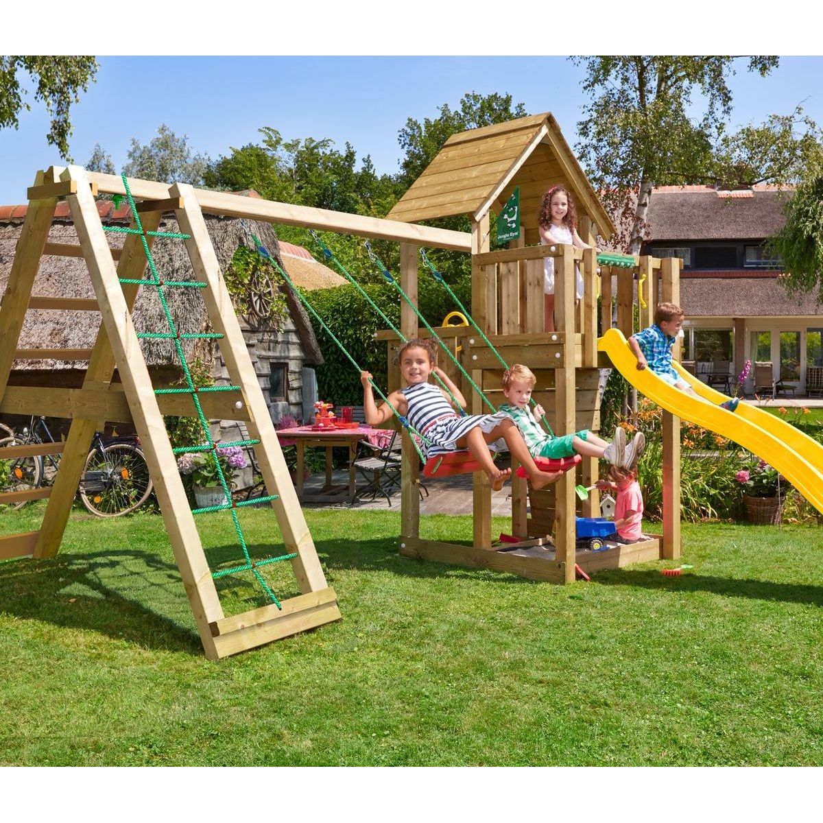 Leikkikeskus Jungle Gym Cubby ja Climb Module X'tra, sis. liukumäen