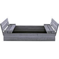 Hiekkalaatikko 120 x 120 cm, penkeiksi taittuva kansi, pohjamaalattu harmaa NORDIC PLAY