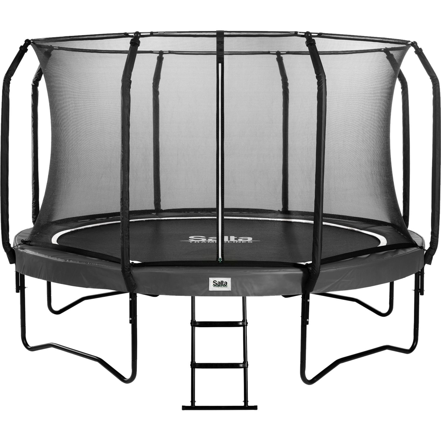 Trampoliini Salta First Class, Ø427cm, musta, sis. turvaverkon portaat