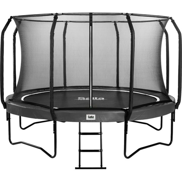 Trampoliini Salta First Class, Ø427cm, musta, sis. turvaverkon portaat