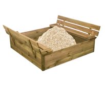 Hiekkalaatikko Nordic Play, 120x120cm, kanneksi taittuvat penkit, sis. 240kg hiekkaa
