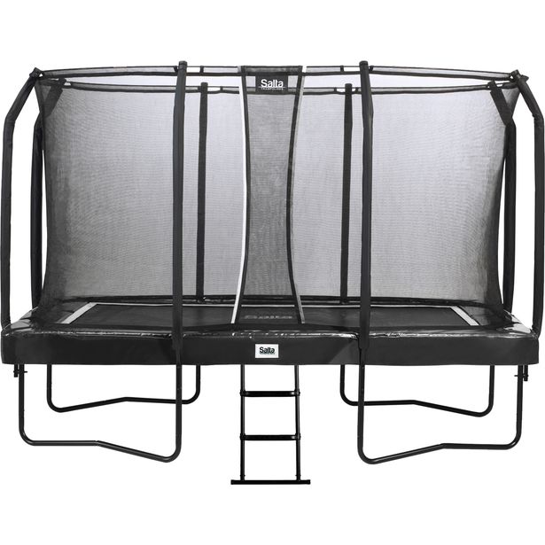 Trampoliini Salta First Class, 214x366cm, musta, sis. turvaverkon portaat
