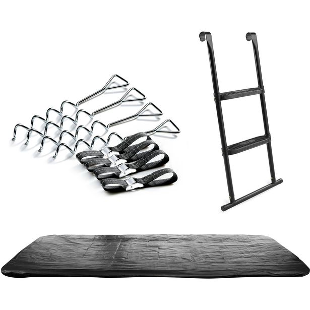 Suojus, tikkaat ja ankkurointisetti 305 x 214 cm trampoliinille SALTA