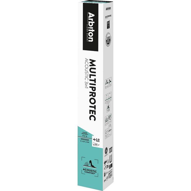 Lattian alusmateriaali Arbiton Multiprotec Acoustic 3In1, askeläänieriste, höyrynsulku